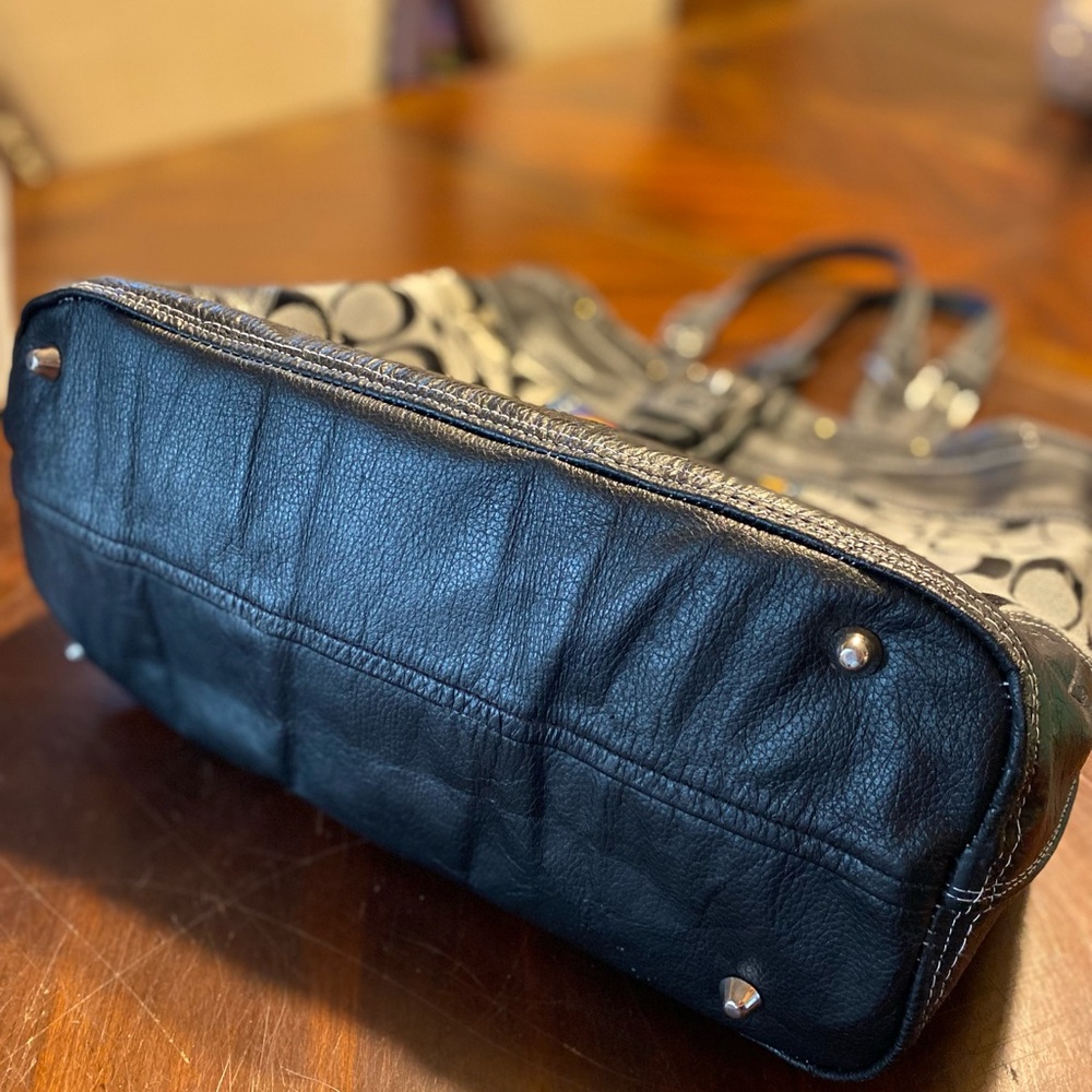 Upcycled Coach Satchel washed and leather added. - Picture 7 of 16